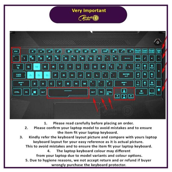 RAYA Silicone Keyboard Cover for 2021 ASUS TUF Gaming A15 F15 15.6inch & 2021 ASUS TUF Gaming A17 F17 17.3inch Laptops (Silicone Clear)