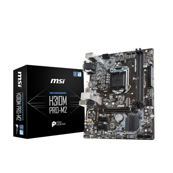 MSI H310M PRO-M2 Motherboard, mATX - Supports 9th/8th Gen Intel Core/Pentium Gold/Celeron Processors, LGA 1151 – DDR4 Memory Boost 2666+ MT/s OC, 1 x PCIe 3.0 x16, 1 x M.2, Intel I219-V Gigabit LAN