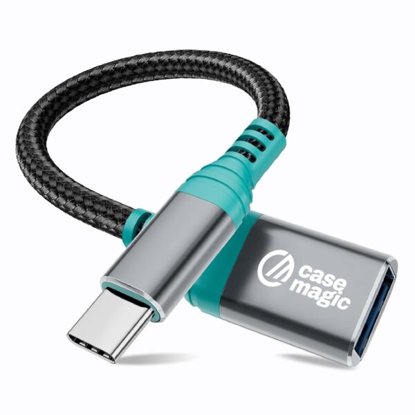 case-magic USB A 3.0 Female to USB C OTG Adapter Converter Cable | 15W Fast Charging, 5Gbps Data Speed, Nylon Braided, Aluminum Shell for Smartphones, Laptops, Tablets, MacBook & All Type C Devices