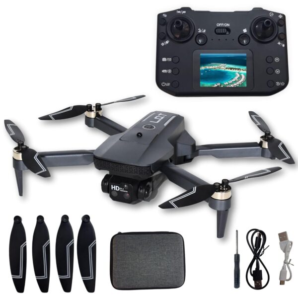 L.O.T TOYS Remote Control Drone | 2.4GHz, 720p HD Camera | Quadcopter Drone, Birthday Gift for Kids, Foldable Design, Screen Inbuilt in Remote, LCD Display Screen (IRIS Base - Black)