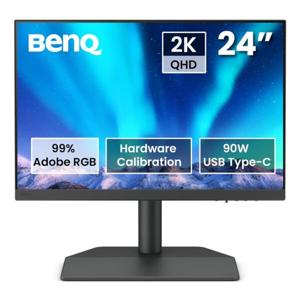BenQ SW242Q 24" WQXGA 16:10 HDR10 Photo & Video Editing Monitor| 99% Adobe RGB| 98% P3| USB-C (90W)| DeltaE