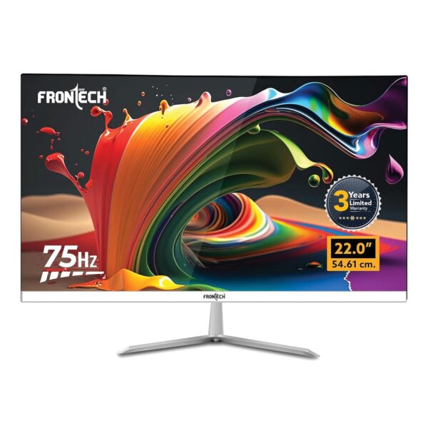 FRONTECH 22 Inch Ultima Series LED Monitor | Refresh Rate 75Hz | Full HD 1080p,Wall Mountable-Slim & Stylish Design with 16.7M Colors | HDMI & VGA Ports (MON-0079,White)