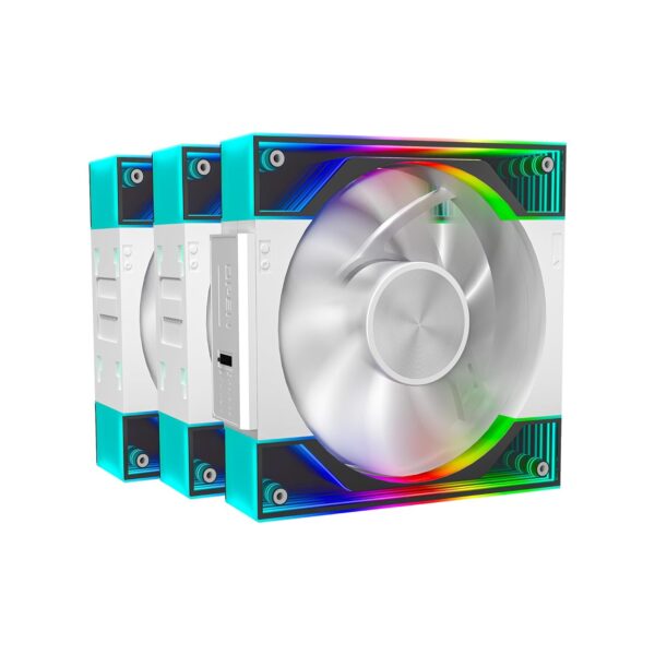 Ant Esports QuartzFlow 3-In-1 120mm ARGB Stackable Case Fan Kit with Forward/Reverse Switch and Wire Free Daisy Chain - White