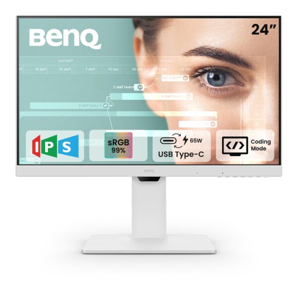 BenQ GW2486TC 24" IPS 100Hz Full HD Coding Monitor |USB-C(65W PD)| Daisy Chain| 99% sRGB| Coding Mode| Height Adjust|HDMI| DP| USB Hub| 2Wx2 Speakers| Eye Care| Noise Cancelling Microphone (White)