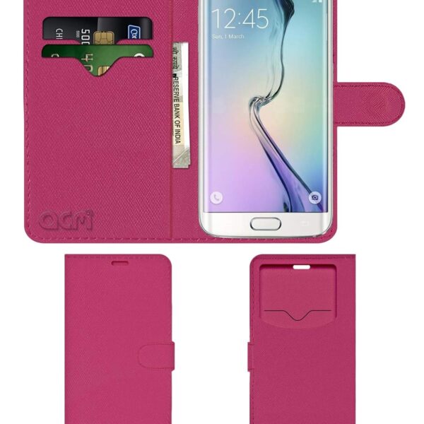 ACM Leather Window Flip Wallet Front & Back Case Compatible with Puncher UK 7 Smart Mobile Cover Pink