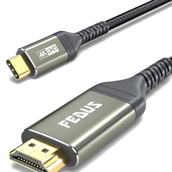 FEDUS USB C to HDMI Cable, 1.5 M 4K@60Hz Type-C to HDMI Adaptor for Home Office and MAC Thunderbolt 3/4 Compatible USB C to HDMI Converter for Laptop, Mobile, iPad Pro, MacBook, Chromebook, TV,Monitor