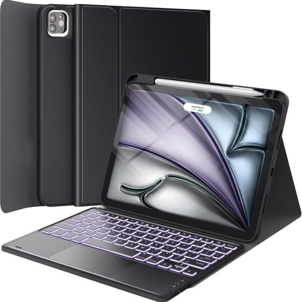 typecase Keyboard for iPad Air 11 (M3/M2, 2025/2024), Pro 11 (4th/3rd/2nd/1st Gen) & iPad Air 5th/4th, Multi Touch Trackpad & 7-Colors Backlits, Magnetic Detachable Wireless Keyboard case, Pen Holder