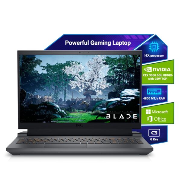 Dell G15-5530 Gaming Laptop, Intel Core i5-13450HX Processor, 16GB DDR5, 512GB,NVIDIA RTX 3050,6GB GDDR6, 15.6" (39.62cm) FHD 120Hz 250 nits, Backlit KB Orange,Win 11 + MSO'21,Dark Shadow Gray, 2.65kg