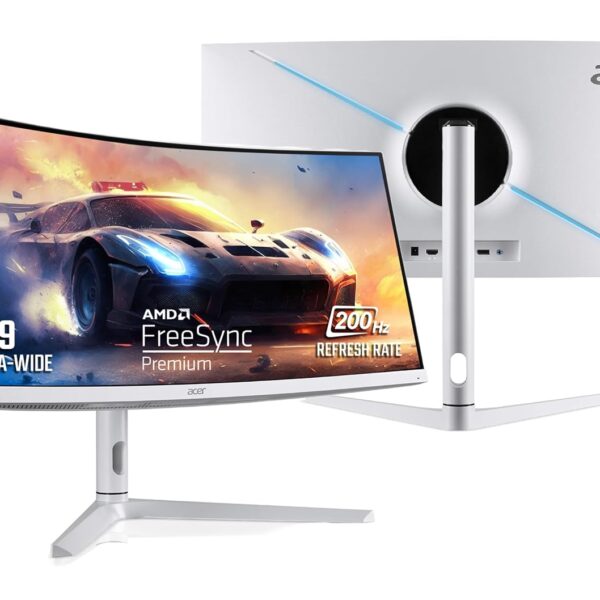 Acer XZ306CX 29.5 Inch Ultrawide 21:9 1500R Curve 2560 X 1080 Backlit LED LCD Monitor I 1 MS VRB I 200Hz Refresh I HDR 400 I DCI-P3 93% I AMD FreeSync I 2xHDMI 1xDP I Stereo Speakers I Eye Care, White