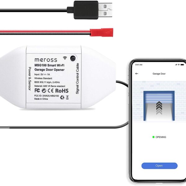 meross Smart Garage Door Opener Remote, APP Control, Compatible with Alexa and SmartThings, Multiple Notification Modes, No Hub Needed