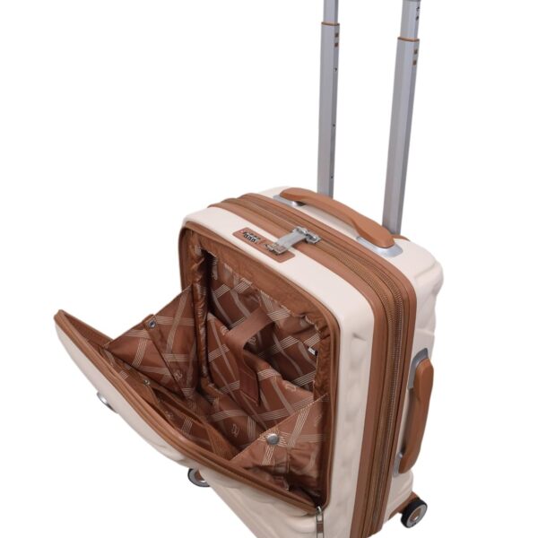 it luggage- Indulging-Cream-Cabin-20 inches-with Padded Laptop Section in The Front Expandable Hard Case Beautiful Interior Carry-on 8 Wheel Trolley Bag