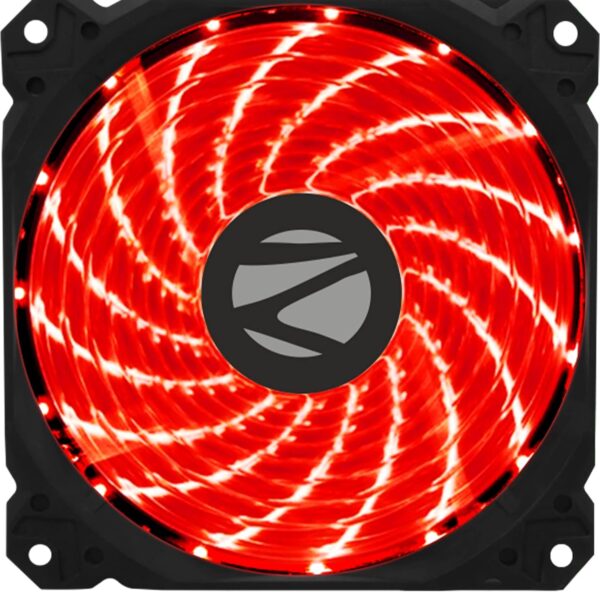 ZEBRONICS ZEB-PGF110 120mm Red Premium Chassis Fan, with High Speed 43.5CFM Airflow, Hydraumatic Bearing, 33 LEDs, Anti Vibration Pads, 4 Pin Molex and 3 Pin Connector.