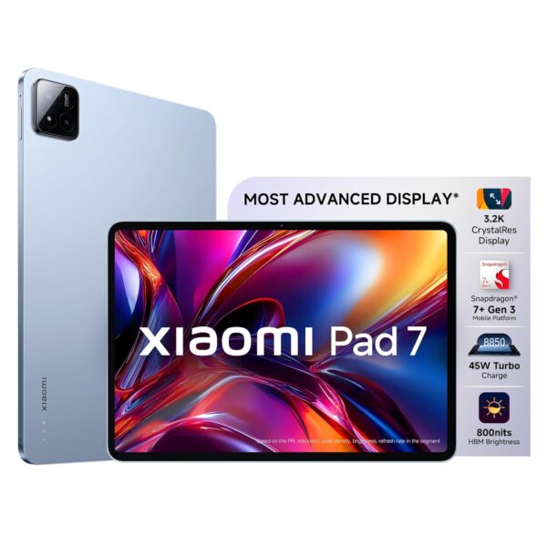 Xiaomi Pad 7 |Qualcomm Snapdragon 7+ Gen 3 |28.35cm(11.16") Display |8GB, 128GB |3.2K CrystalRes Display |HyperOS 2 |68 Billion+ Colours |Dolby Vision Atmos |Quad Speakers |Wi-Fi 6e |Mirage Purple