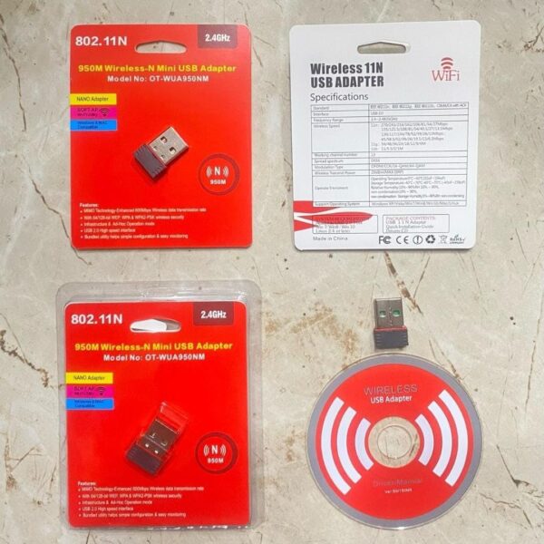 802.11N Mini USB WiFi Adapter, 950M Wireless-N, 2.4GHz, Model OT-WUA950NM