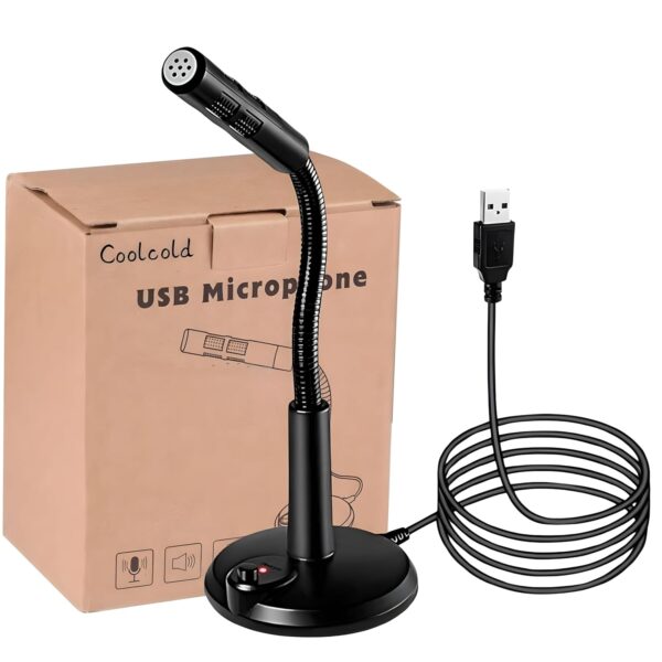 COOLCOLD Mic for PC, USB Gaming Microphone, Noise Cancellation, Recording for Laptop, Desktop Mac, Plug and Play, Black (Under 1000)