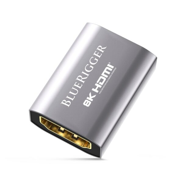 BlueRigger 8K HDMI Coupler - (1 Pack Female to Female Adapter, 3D, 8K 60Hz HDMI 2.1, Union Connector) - Compatible with HDTV, Gaming Console, Monitor, Laptop, Projector, TV Box