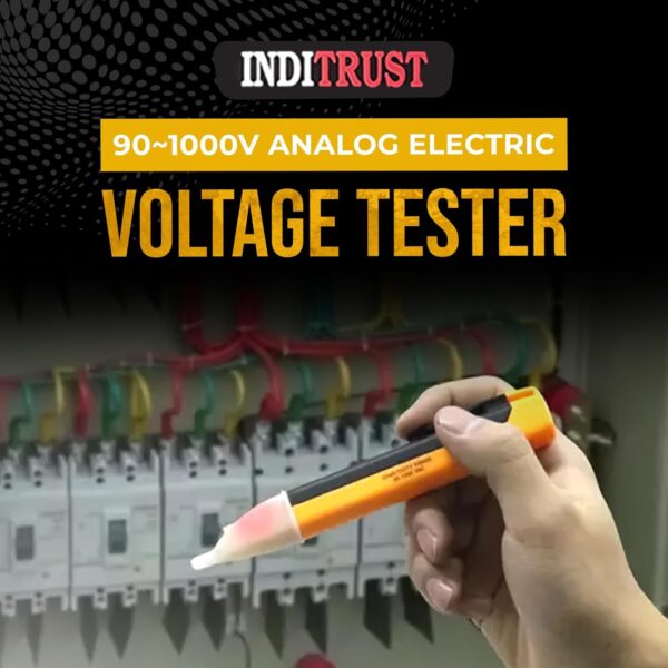 Inditrust Analog Voltage Tester Touchless pen tester 90~1000V AC Electric Voltage Power Detector Sensor Tester LED Light Non-Contact Pen, (1 PIECE)