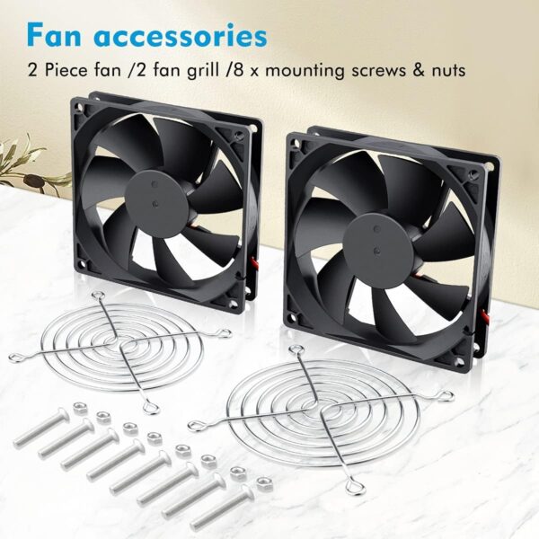 Lighting Hub 2 PCS 92mm x 25mm 90mm 12V DC Brushless Exhaust Fan with Grill 2Pin for PC Computer Case Cooling