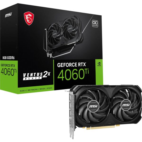 MSI Geforce RTX 4060 Ti Ventus 2X Black 8G Oc Gaming Graphics Card - 8Gb Gddr6, Pci Express Gen 4, 128-Bit, 3X Dp V 1.4A, Hdmi 2.1A (Supports 4K & 8K HDR) - Pci_E_X16