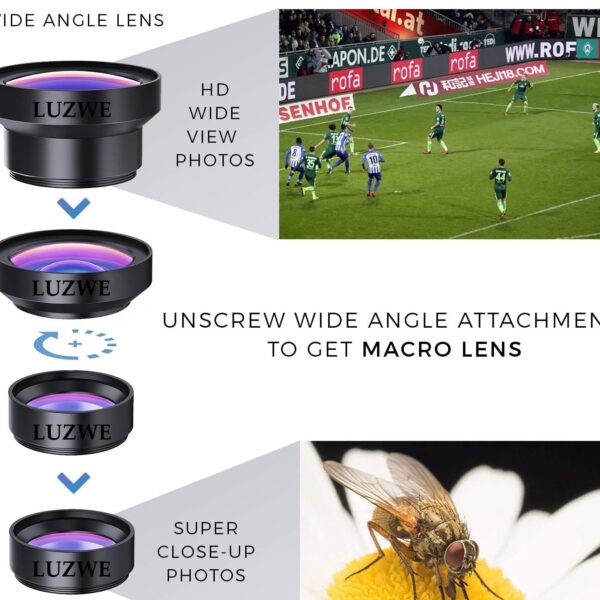 REDWIND Pro Lens Kit for iPhone & Android Camera, 0.45X Super Wide Angle Lens 12.5X Macro Lens, Clip-On 2in1 Professional Telephoto Instagram Reels Lens for iPhone, iPad & Android Smartphone, Tablets