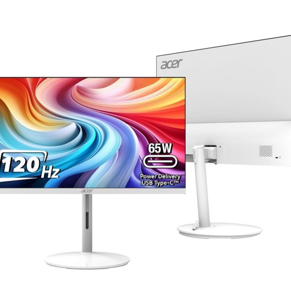 Acer SH242Y G 23.8 Inch Full HD IPS Ultra Slim (7.2mm) Backlit LED LCD Monitor I 120Hz I 1 MS VRB I Ergo Adjustable Stand I AMD Free Sync I 1xHDMI 1xType-C PD 65W I Stereo Speakers I Eye Care I White