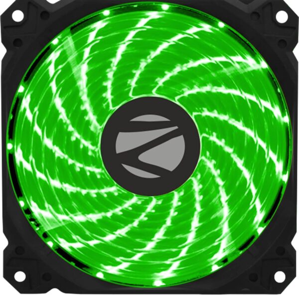 ZEBRONICS ZEB-PGF110 120mm Green Premium Chassis Fan, with High Speed 43.5CFM Airflow, Hydraumatic Bearing, 33 LEDs, Anti Vibration Pads, 4 Pin Molex and 3 Pin Connector.