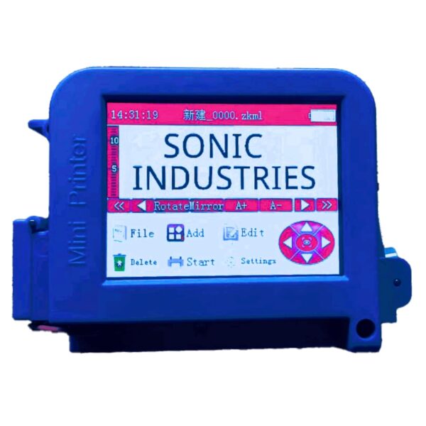 SONIC INDUSTRIES™ Mini Inkjet Printer for Curved Surfaces | High-Precision Bottle & Beverage Printing | Solvent Ink Cartridge Included | Ideal for Packaging, Glass, and Plastic