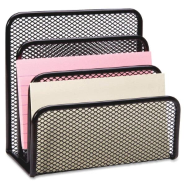 K.B. SALES Metal File Rack and Magazine Holder - 3 Compartment Office Desk Organizer - Sturdy Steel Construction - Elegant Desk Storage Solution (17.5 x 12.7 x 8.9 cm, 1 Pcs)