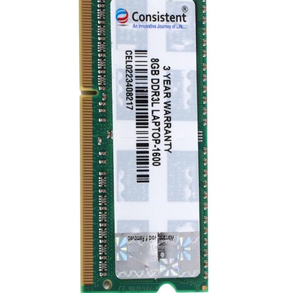 Consistent 8GB DDR3 1600 Laptop RAM, Plug-and-Play, No Additional Drivers Required with 3 Year Warranty