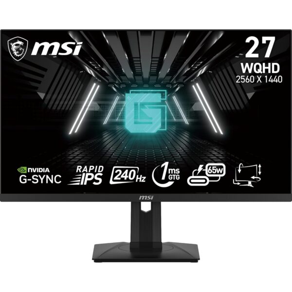MSI G274QPX 27 Inch 2K WQHD Gaming Monitor - 2560 x 1440 Rapid IPS Panel, 240 Hz / 1ms GtG, 98% DCI-P3 Colour Gamut, HDR 400, Type-C PD 65W, G-SYNC Compatible - DP 1.4a, HDMI 2.0b CEC