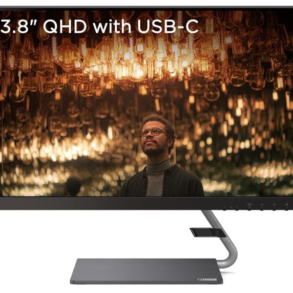 Lenovo Q-Series Q24H-10 24 Inch(60.45Cm) LED 2560 X 1440 Pixels 2K QHD IPS Ultraslim Monitor, All-in-One USB-C Port for Power & Data Transfer, 2 X 3W Speakers, 99% Srgb, 75Hz, AMD Freesync (Black)