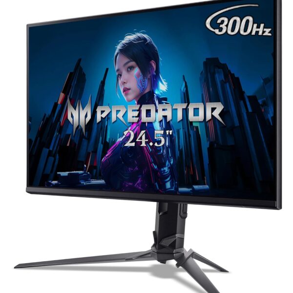 Acer Predator XB253Q F 24.5 Inch Full HD IPS 1920 x 1080 LED Gaming Monitor I 1 MS VRB, 300Hz Refresh Rate I AMD FreeSync I HDR 10, 99% sRGB I Eye Care, Ergo Stand, 2 x HDMI, 1DP, Stereo Speakers