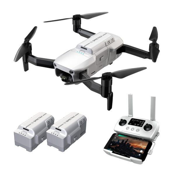 IZI Spectra Remote controlled Drone with Camera 4K HDR Cinematic, 1" CMOS sensor,102 Min Flight, 22KMs Video transmission, 3-Axis Gimbal, GPS drone, Omni obstacle sensor,1 key RTH, 2 Batteries