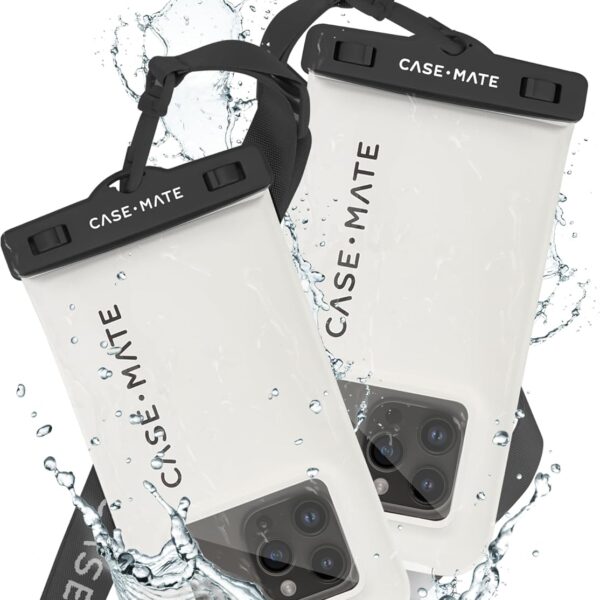Case-Mate 2 Pack IP68 Waterproof Phone Pouch - Floating Waterproof Phone Case w/Crossbody Lanyard - Beach Cruise Ship Travel Essentials - Compatible w/All Devices, Touchscreen Friendly - Sand Dollar
