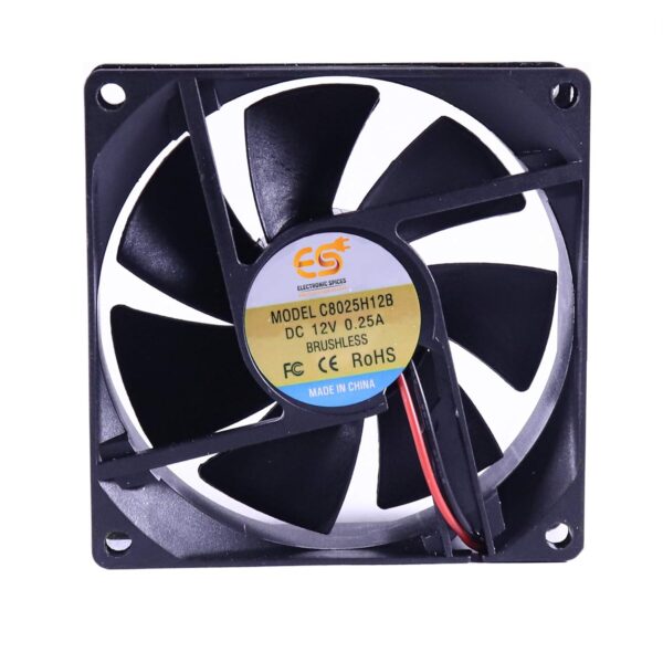 Electronic Spices DC 12V 3'' INCH Cooling Fan for PC Case, CPU Cooler Radiator 80X80X15 (Black) (3 inch fan)