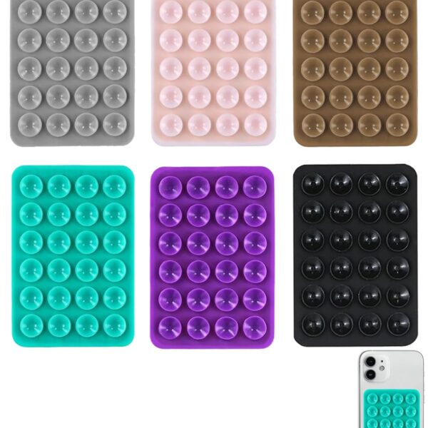6 PCS Suction Phone Case, Phone Suction Sticker, Silicone Suction Phone Case for Hands-Free Mobile Accessory Holder Grip (6 Colors) (Green, Brown, Pink, Gray, Purple, Black﻿)