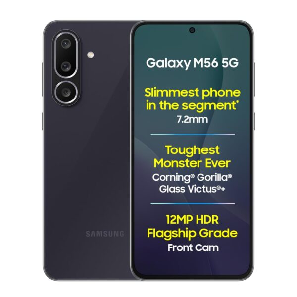 Samsung Galaxy M56 5G (Black, 8 GB RAM, 128 GB Storage) | Slimmest Phone in The Segment | Gorilla Glass Victus+ | 10 Bit HDR Video | Enhanced Nightography | 4nm Processor | Vapor Cooling Chamber