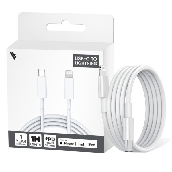 DR VAKU® USB C to Lightning Cable 1M [Apple Mfi Certified] iPhone Fast Charger Cable USB-C Power Delivery Charging Cord for iPhone 14/13/12/12 Pro Max/12 Mini/11/11Pro/Xs/Max/Xr/X/8/8Plus/iPad