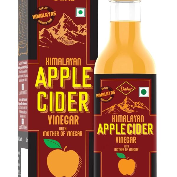 Dabur Himalayan Apple Cider Vinegar - 500ml | Oraganic Sourced Hanpicked Apples | Mother of Vinegar | For Weight Management, Reduced Bloating, Healthy Skin & Hair | Raw, Unfiltered & Unpasteurized