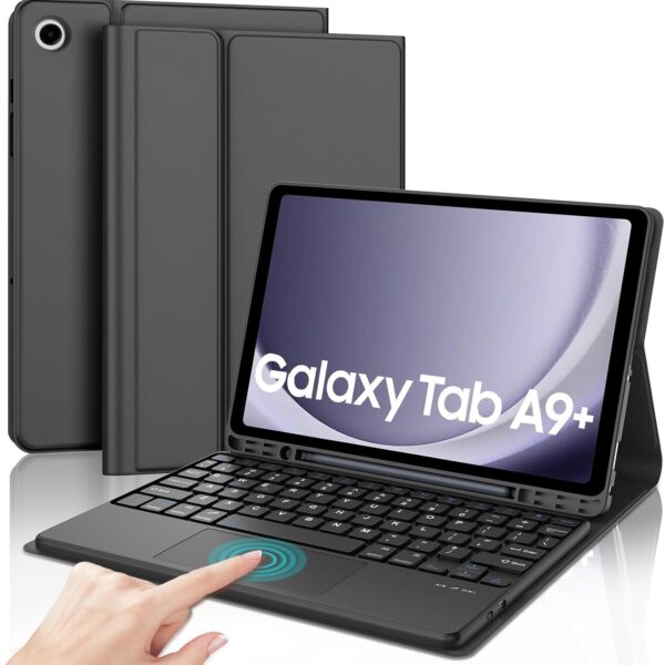 typecase Keyboard case for Samsung Galaxy Tab A9 Plus / A9 + (11 Inch) with Multi-Touch Trackpad, Multi Viewing Angle, Magnetically Detachable Rechargeable Wireless Bluetooth Keyboard case (Black)