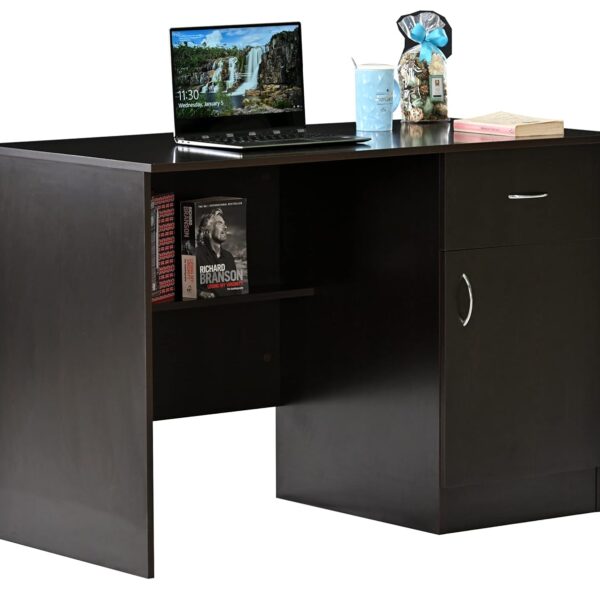 DeckUp Hermes Engineered Wood Study & Computer Table and Office Desk (Dark Wenge, Matte Finish)