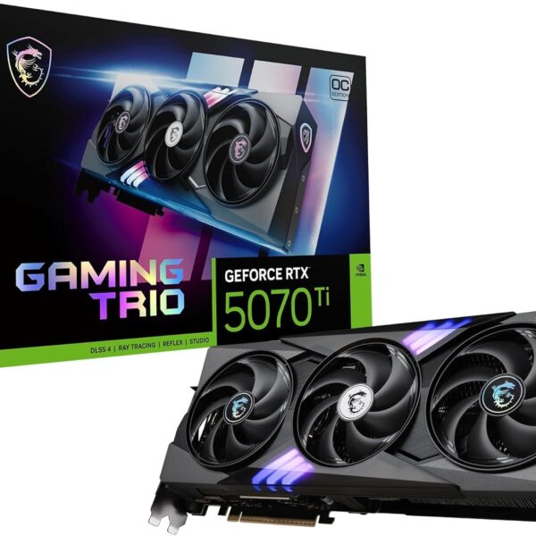 MSI Geforce RTX 5070 Ti 16G Gaming Trio OC Plus Graphic Card - pci_e NVIDIA Geforce RTX 5070 Ti GPU, 16GB GDDR7 256-Bit Memory, 28 Gbps, PCI Express Gen 5 Interface, Upto 2572 Mhz, STORMFORCE Fan