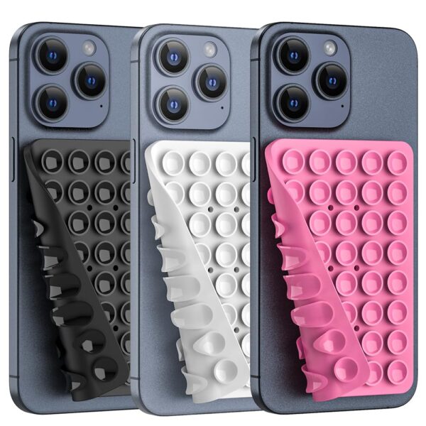Double Sided Silicone Suction Phone Holder Mount, Silicon Accessory for iPhone and Android, Hands-Free Mirror Shower Phone Holder, TikTok Videos and Selfies (Combo C, 3PCS)