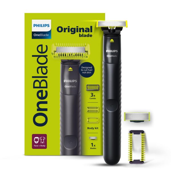 Philips OneBlade Gen Z face & Body Trimmer & Styler | Ideal for Thin Beard or 1st Trim | Designed for Skin Comfort, No Nicks & Cuts, Dual Protect Tech | Acne Prone, Patchy Beard, Young Skin | Extra Body Blade | QP1624/10