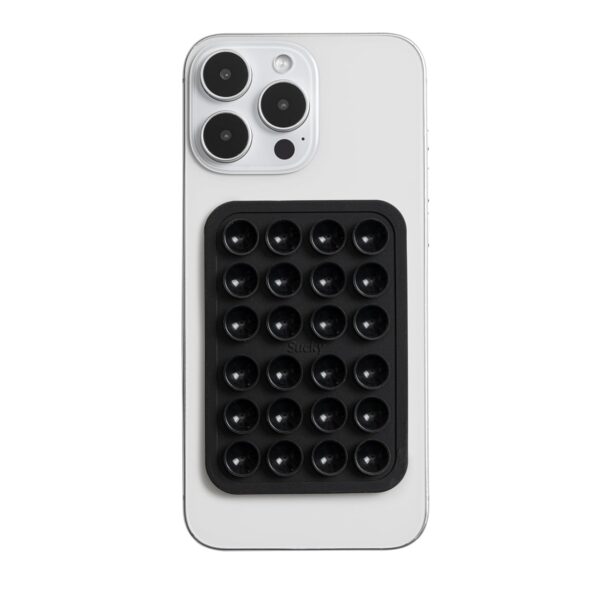 Sucky Silicone Suction Phone Case Adhesive Octo Cup Buddy Mount - Anti-Slip Holder, Hands-Free Phone Accessory for iPhone and Android - Sticky Grip for Selfies, Videos - Black