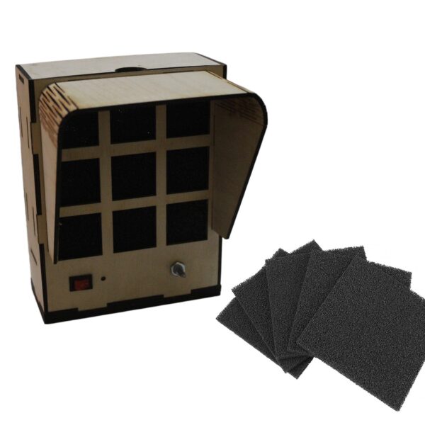 DIY Solder Fume Extractor Kit with 4400 RPM PWM Fan, Speed Controller, Front Hood & Extra Carbon Filters | Laser-Cut MDF Case | Smoke Absorber for Soldering & Electronics