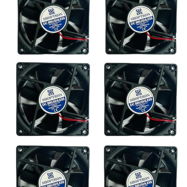 PACK OF 6 - CPU Cooling Fan Cooler, 3-Inch Round, 12V DC, 80 * 80 * 25MM Black