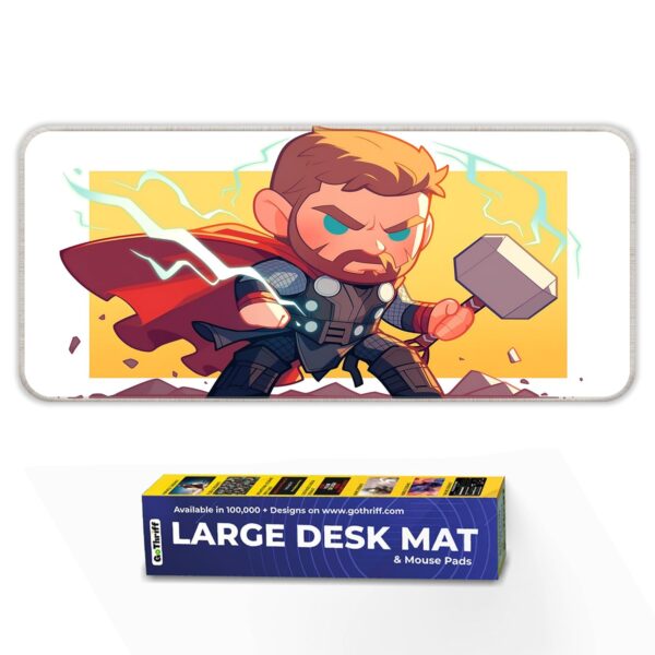 Trading Mantras Electric Hammer Strike Thor - Large Extended Gaming Mouse Pad 60X30CM for PC, Laptop, Desktop Accessories - Dynamic Motion Desk Mat for Office & Computer Use