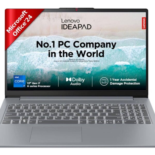 Lenovo IdeaPad Slim 3 13th Gen Intel Core i7-13620H 15.6" (39.62cm) FHDIPS300 Nits Thin&Light Laptop (16GB/512GB SSD/Intel UHDGraphics/Win11/Office Home 2024/1YrADP Free/ARCTIC-Grey/1.6Kg), 83EM00GTIN