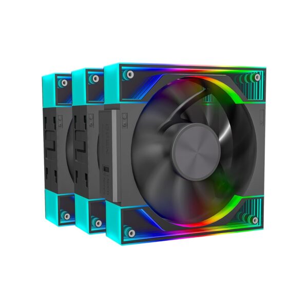 Ant Esports QuartzFlow 3-In-1 120mm ARGB Stackable Case Fan Kit with Forward/Reverse Switch and Wire Free Daisy Chain - Black